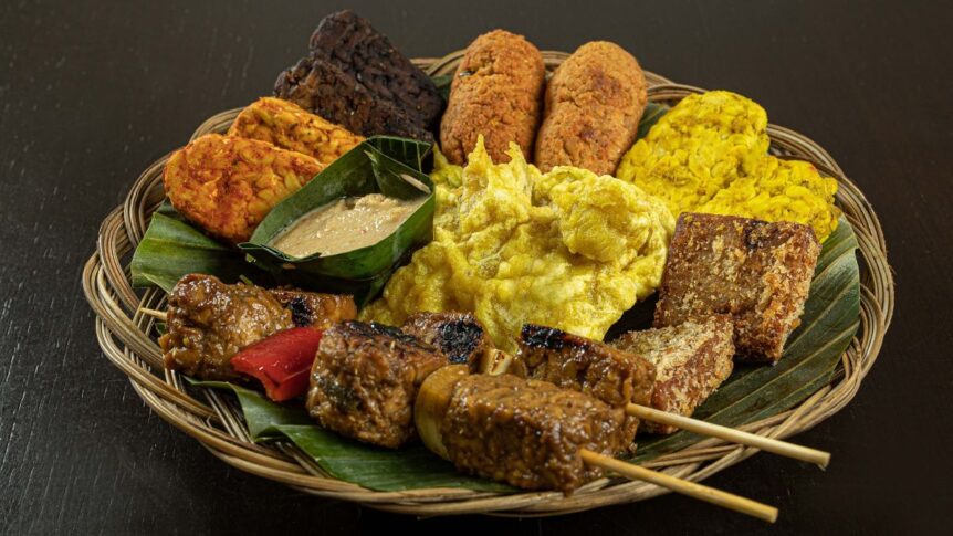 A selection of food on plate from Indo Tempeh House