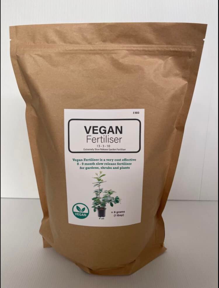 A brown paper bag of vegan fertiser